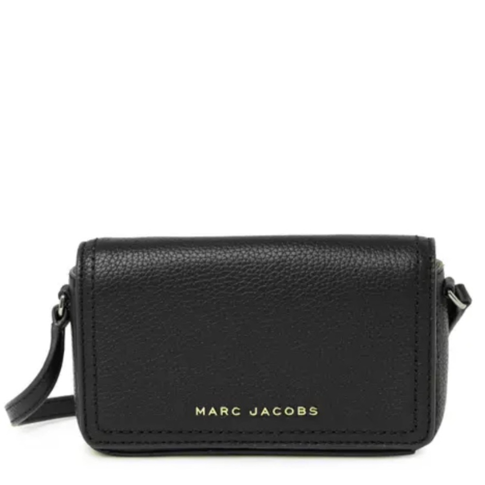 NWT [Marc Jacobs] Authenticated Pebbled Leather Crossbody Handbag, Black w/ Gold - Picture 2 of 15